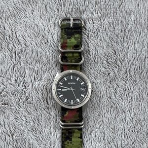 Nixon Rover Silver Case Watch with Camouflage Strap